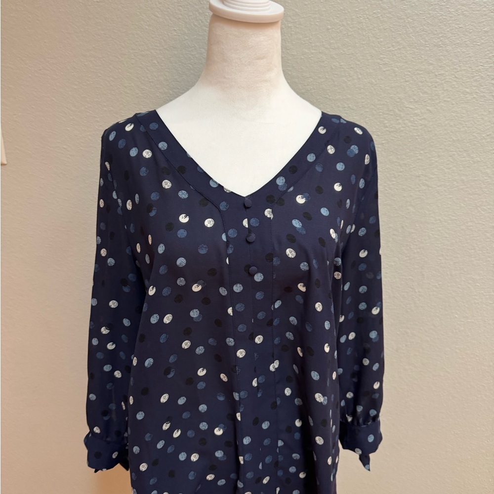 Navy Polka Dot Women's Top